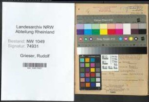 Entnazifizierung Rudolf Grieser , geb. 06.11.1897 (Ingenieur)