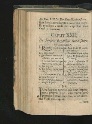 Caput XXII. De Iuribus Regalibus circa sacra.