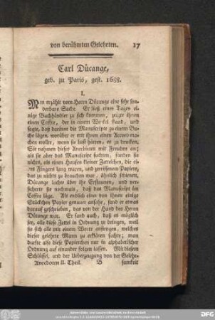Carl Dücange, geb. zu Paris, gest. 1688.