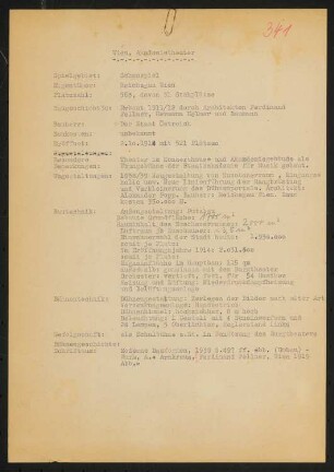 Akademietheater, Wien: Schriftstück zum Fragebogen für das Handbuch »Das Deutsche Theater«