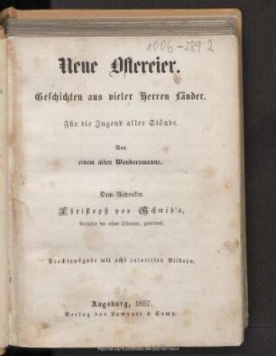 Neue Ostereier : Geschichten aus vieler Herren Länder : für die Jugend aller Stände