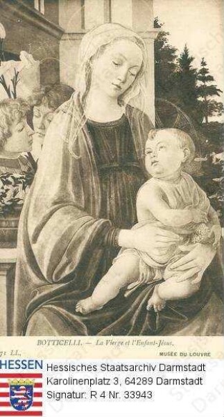 Botticelli, Sandro (1445-1510) / Gemälde 'Die Jungfrau und das Jesuskind'