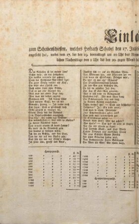 Einladung zum Scheibenschießen ... den 17. Juli dieses 1786. Jahres am gewöhnlichen Städtischen Schießplatze ...