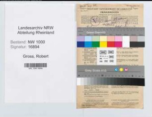 Entnazifizierung Robert Gross, geb. 01.12.1914 (Kaufm.Angest.)