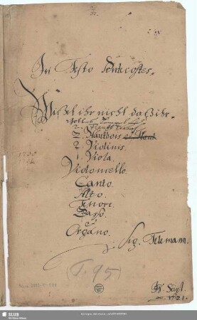 Wisset ihr nicht daß ihr Gottes Tempel seid - Mus.2392-E-588 : V (3), Coro, orch, bc; TVWV 1:1687