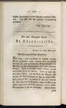 Ein und achtzigster Brief - Neunzigster Brief