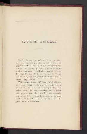 Jaarveslag 1895 van den Secretaris