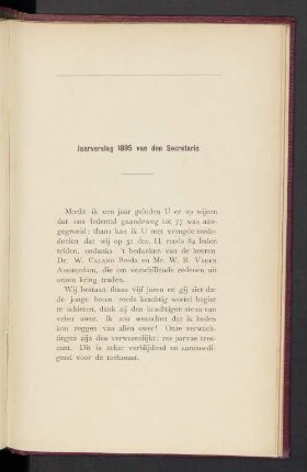Jaarveslag 1895 van den Secretaris