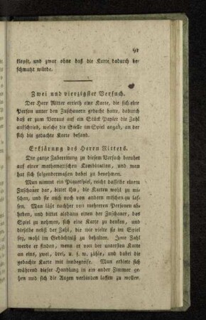 Zwei und vierzigster Versuch.