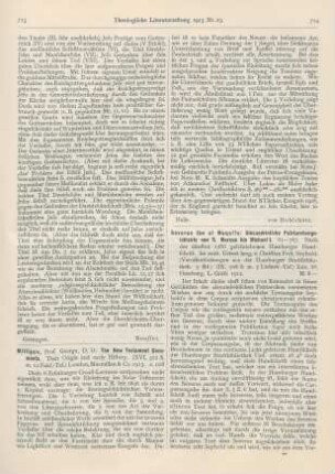 713-714 [Rezension] Milligan, George, The New Testament Documents. Their Origin and early History