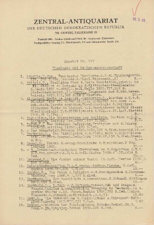 Nr. 772: Theologie und Religionswissenschaft
