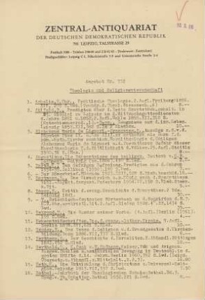 Nr. 772: Theologie und Religionswissenschaft
