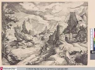 [Reisende an der Küste der Kampania; Landscape with Travellers; Reizigers langs de Campanische kust]