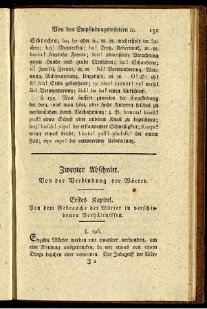 Zweyter Abschnitt. Von der Verbindung der Wörter.