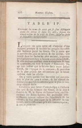 Table IIe. Contenant les noms de ceux qui se sont distingués dans les lettres & dans les arts, [...]