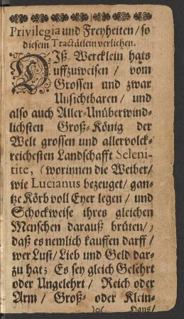 Privilegia und Freyheiten/ so diesem Tractätlein verliehen.