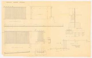 Garten Minna Kümmel, Berlin-Zehlendorf: Technischer Plan Pergola 1:50, 1:20, 1:2