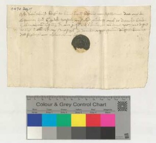 Der Bürger Ditmer Tobing bescheinigt den Kämmerern den Empfang von 6 Mark 2 Schilling 3 1/2 Pfennig für 1/2 Plaustrum vom 90. Jahre.