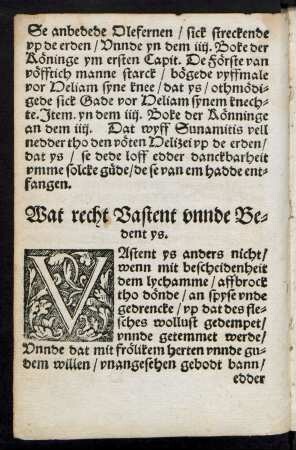 Wat recht Vastent unnde Bedent ys.