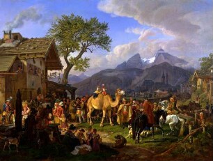 Tierbändiger vor dem Wirtshaus