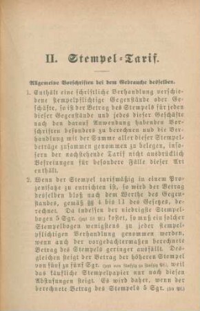 II. Stempel-Tarif.