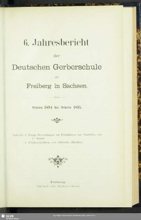 6.1894/95: Jahresbericht der Deutschen Gerberschule zu Freiberg in Sachsen