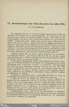Bereicherungen der Flora Saxonica im Jahre 1903