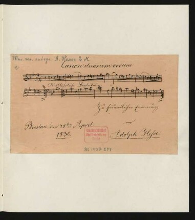 Canon duarum vocum; i (2), b; B-Dur