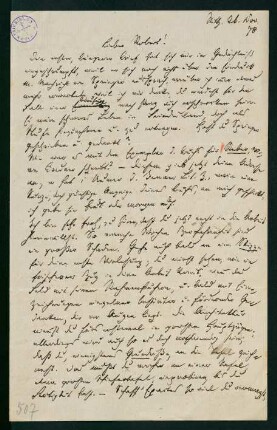 Brief vom 26. November 1878