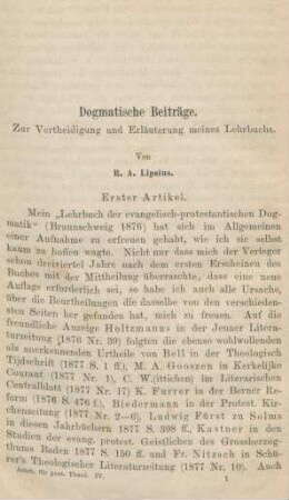 1-78 Dogmatische Beiträge : Zur Vertheidigung und Erläuterung meines Lehrbuchs