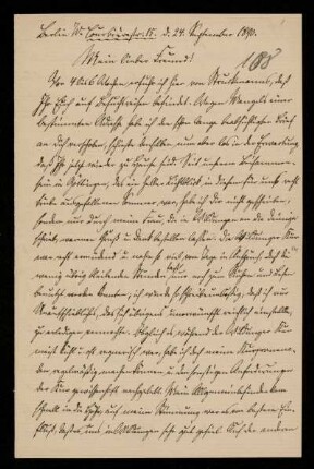 108: Brief von Reinhold Johow an Gottlieb Planck, Berlin, 24.9.1890