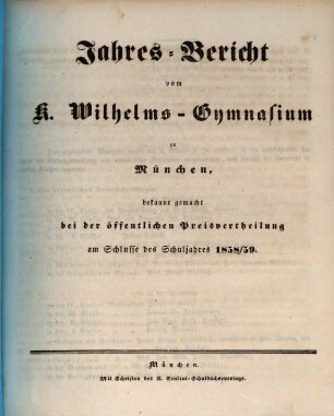 Jahresbericht. 1858/59