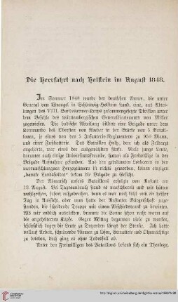 Die Heerfahrt nach Holstein im August 1848