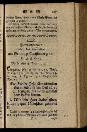 DXXX. Introductionsrede. Ueber das Evangelium am Sonntage Quasimodogeniti.