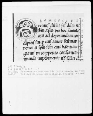 Laacher Sakramentar — Initiale O (remus dilecgtissimi fratres), Folio 161 recto