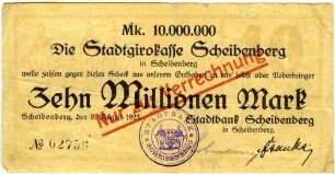 Scheck über Zehn Millionen Mark