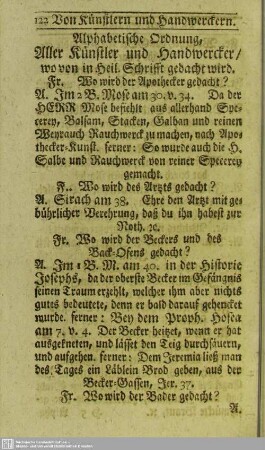 Alphabetische Ordnung, Aller Künstler und Handwercker, wovon in Heil. Schrifft gedacht wird