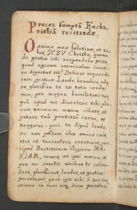 Preces sumptâ Eucharistiâ recitandae.