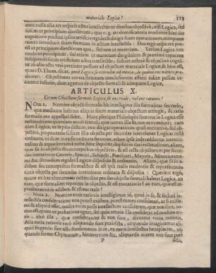 Articulus X. Utrum Objectum formale Logicae sit reale, vel ens rationis?