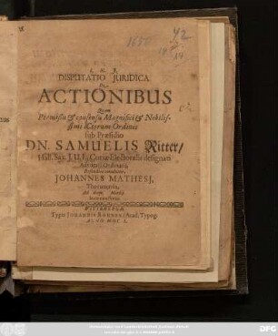 Disputatio Iuridica De Actionibus