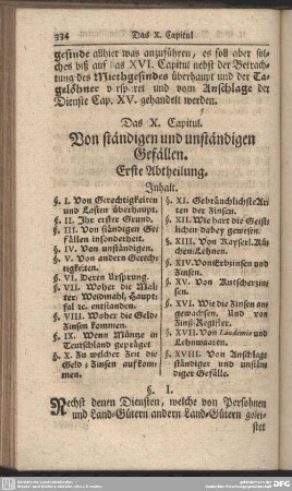 Das X. Capitul. Von ständigen und unständigen Gefällen
