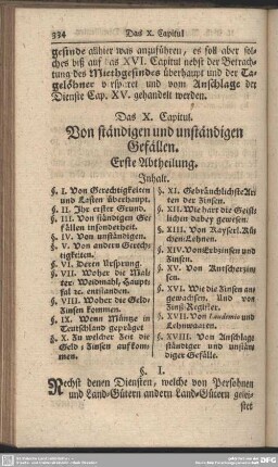 Das X. Capitul. Von ständigen und unständigen Gefällen