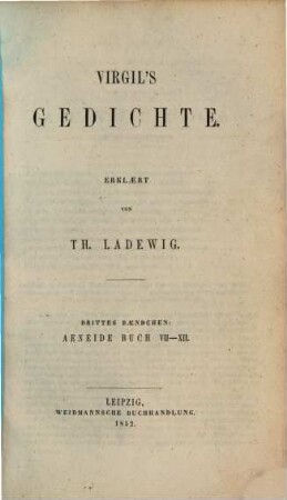 Virgil's Gedichte, 3. Aeneide, Buch VII - XII
