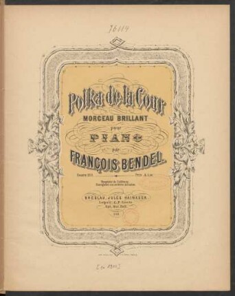 Polka de la cour : morceau brillant pour piano ; oeuvre 108