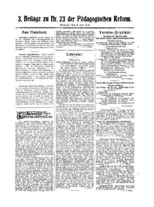 Literatur : 3. Beilage zu Nr. 23 der Pädagogischen Reform