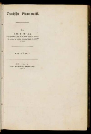 Erster Theil (Erster Teilband): Deutsche Grammatik