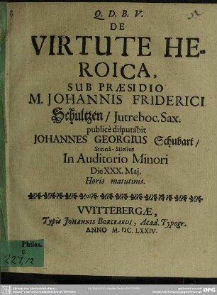 Dissertatio de virtute heroica