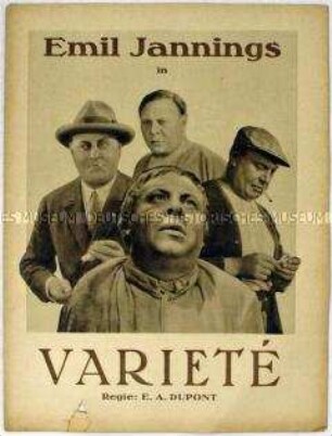 Filmprogramm zu dem deutschen Spielfilm "Varieté"