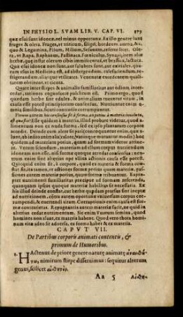 Caput VII. De Partibus corporis animati contentis, [et] primum de Humoribus.