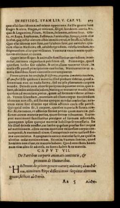 Caput VII. De Partibus corporis animati contentis, [et] primum de Humoribus.